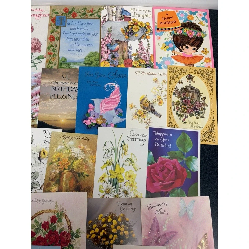 Vintage Birthday Cards Some Fronts ONLY Scrapbooking Crafts Decoupage Lot of 50+